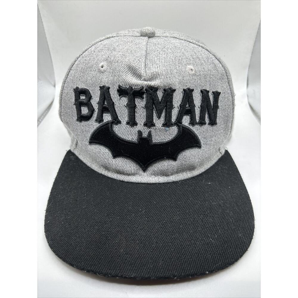 Batman Cap Snapback Grey Black Embroidered Letters Bat Logo Black Brim Cap Hat